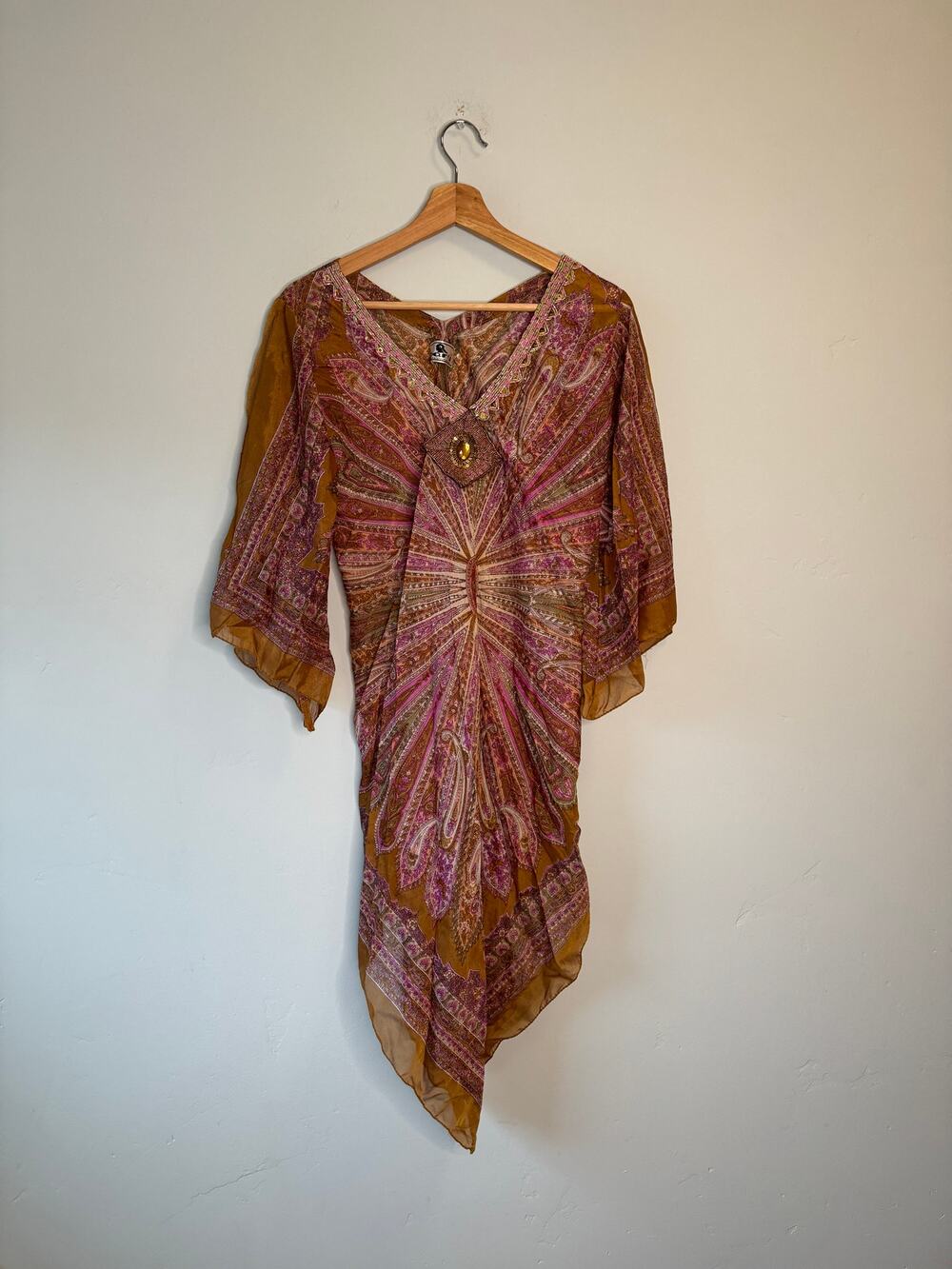 Baru 100% Silk Multi-Color Pullover Swim Coverup Dress